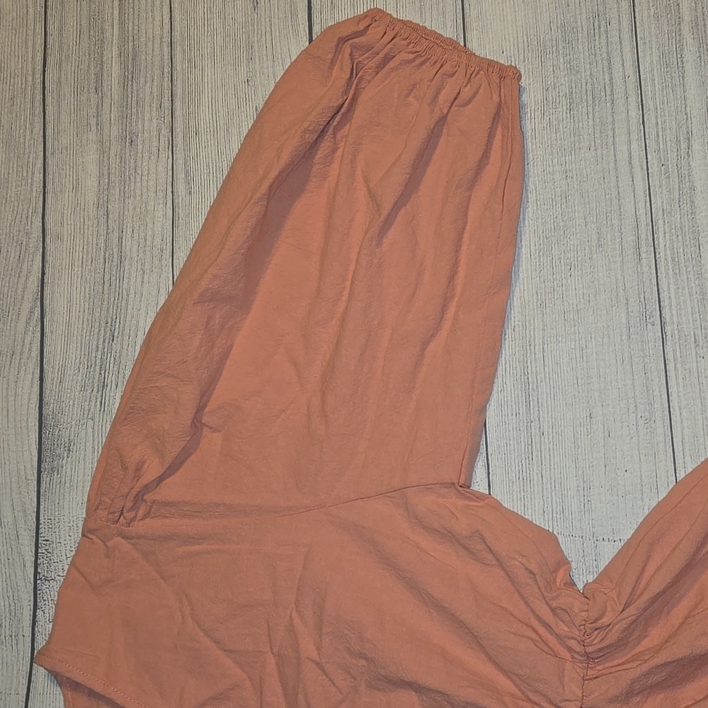 Velvet Torch Babydoll Skater Dress w/ 3/4 Puff Sleeves Pink/Peach Size L NWT - Picture 6 of 11
